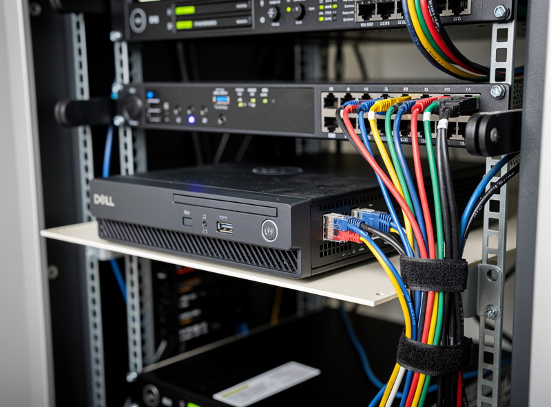 Used Dell OptiPlex 3080 SFF business desktop PC running pfSense with status lights and Ethernet cables showing salvage build deployment