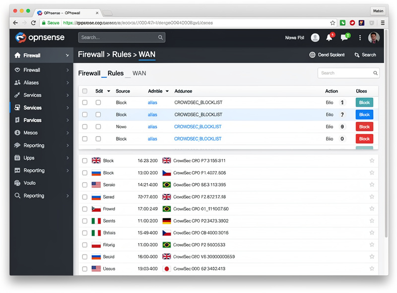 OPNsense firewall rules with Crowdsec alias