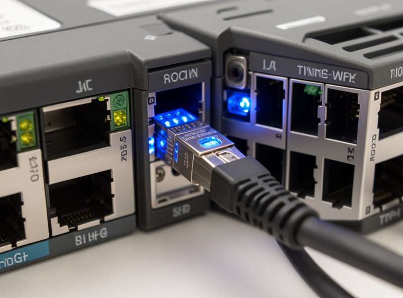 Home network rack with managed SFP+ switch, NAS and server linked by DAC cables