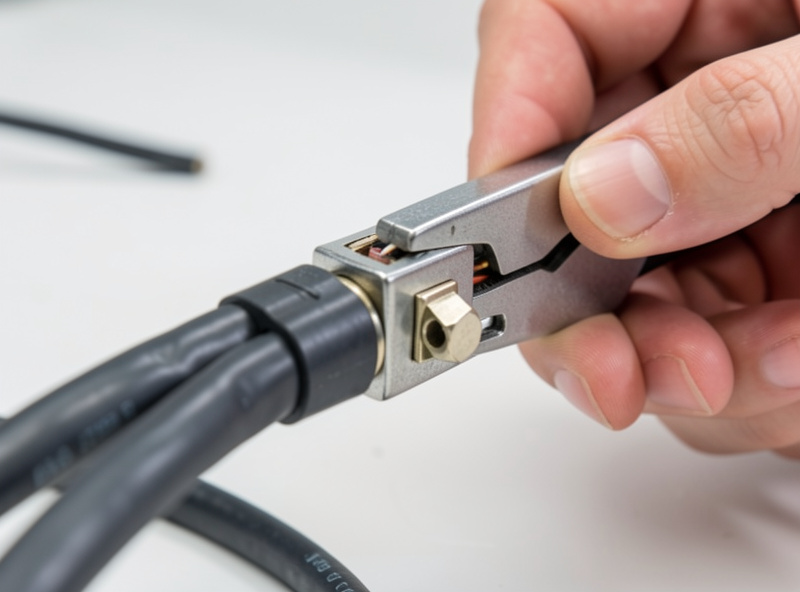 Cat6a cable being terminated into a shielded keystone jack inside a patch panel