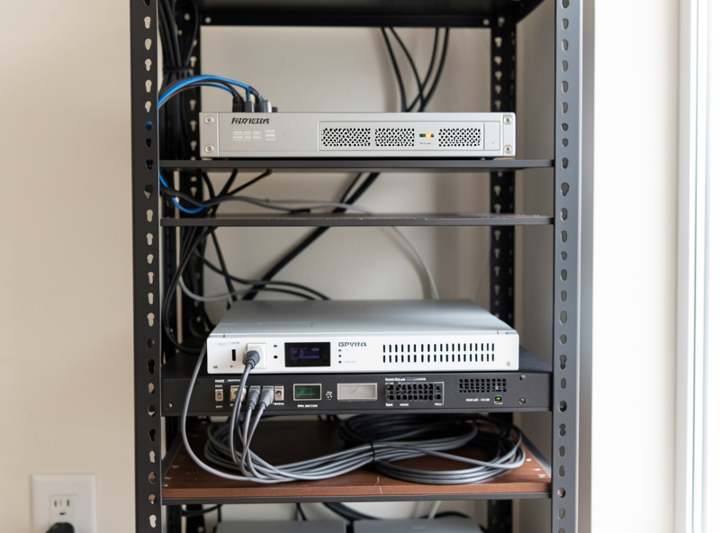 Home network rack with a firewall and an ISP gateway, illustrating where to collapse a NAT layer