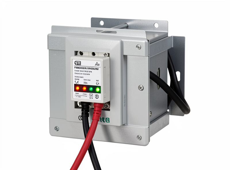 An automatic transfer switch mounted in a rack with two power feeds entering and one output to a firewall appliance