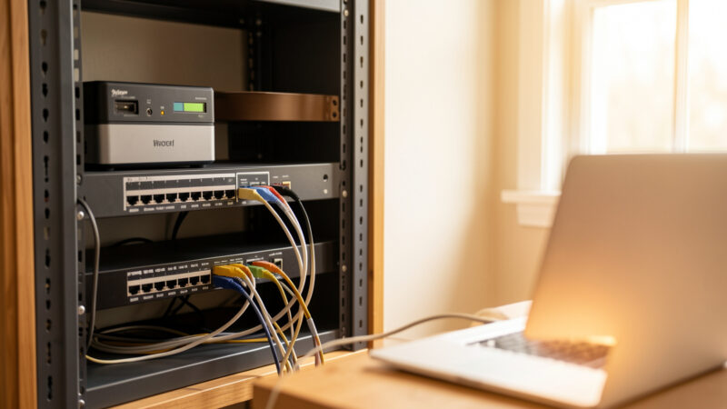 Home VPN and remote access setup with a fanless OPNsense firewall and segmented home network rack