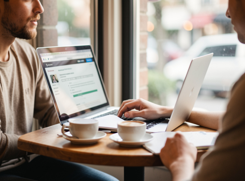 Laptop in a cafe connected over an encrypted tunnel back to a segmented home network