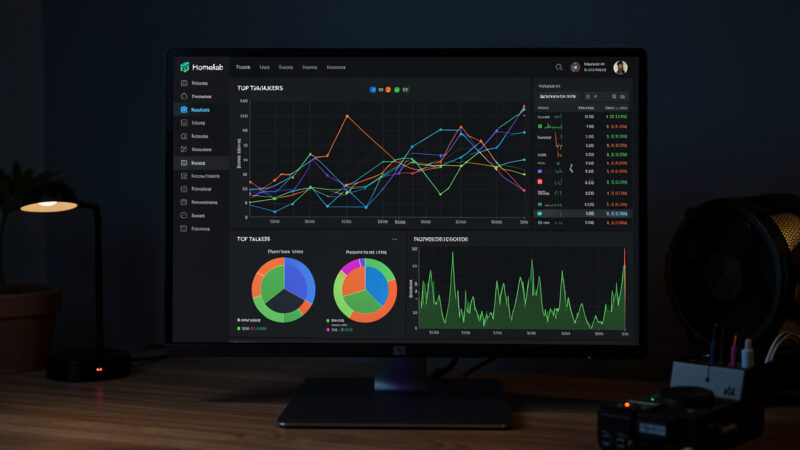 Homelab network traffic analysis dashboard showing top talkers and protocols