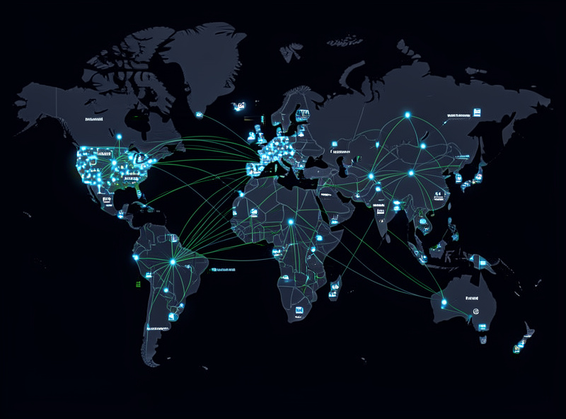 ntopng geographic flow map showing connections from a home network to internet destinations