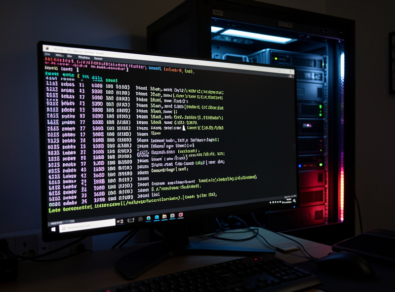 A terminal showing the upsc command output with UPS battery charge, load, and status values from a home lab UPS