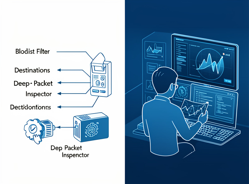 Diagram comparing pfBlockerNG list-based blocking with Suricata deep packet inspection