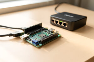 Raspberry Pi and mini server running Pi-hole on a home network