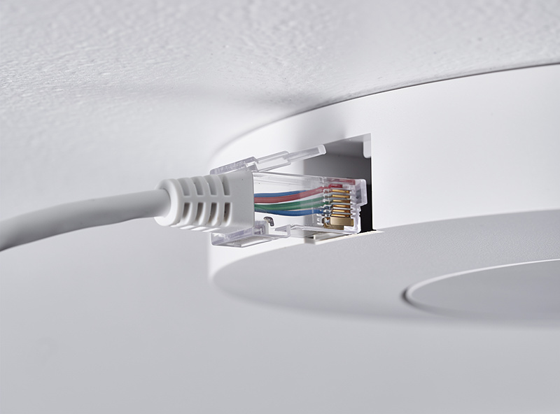 Single Ethernet cable delivering both power and data to a ceiling access point