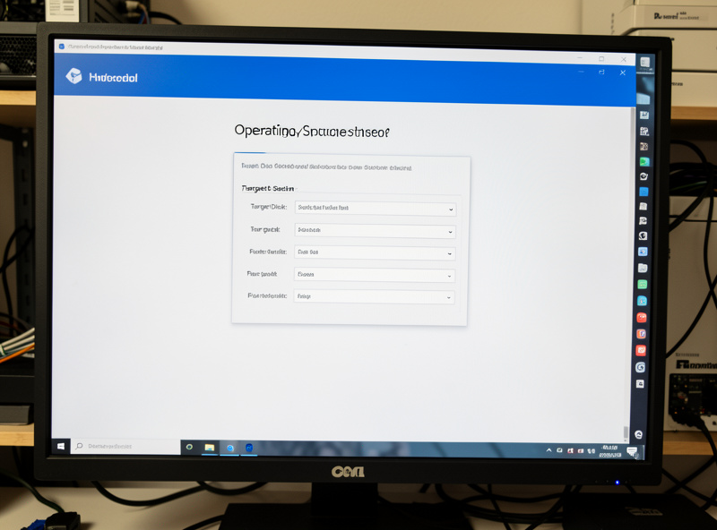 Proxmox VE installer screen showing target disk selection and filesystem options on a home server
