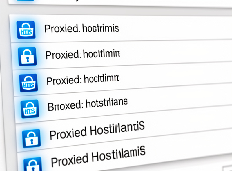 A monitor showing a reverse proxy dashboard mapping several hostnames to self-hosted services