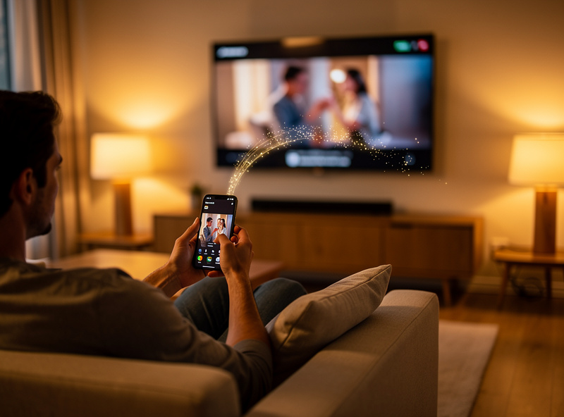 A phone casting to a smart TV across a VLAN boundary enabled by an mDNS reflector