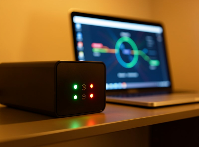 Close-up of a firewall appliance dashboard showing an active encrypted tunnel connection