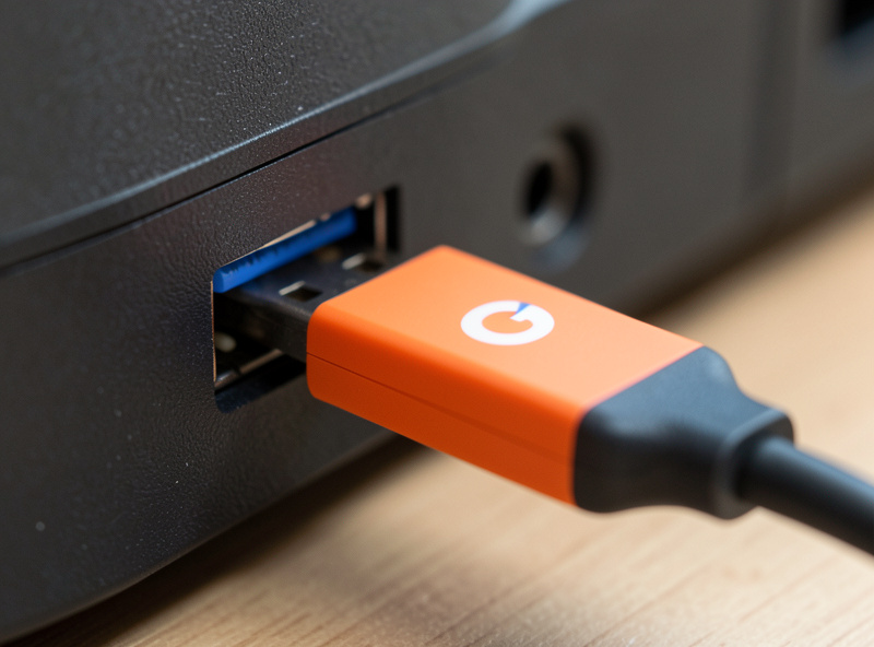 Google Coral USB TPU accelerator plugged into a mini PC USB port