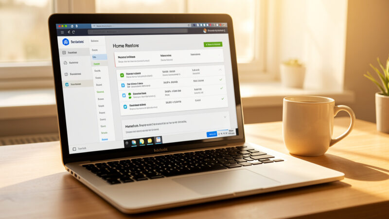 Laptop showing a home router status page with network interface and IP details