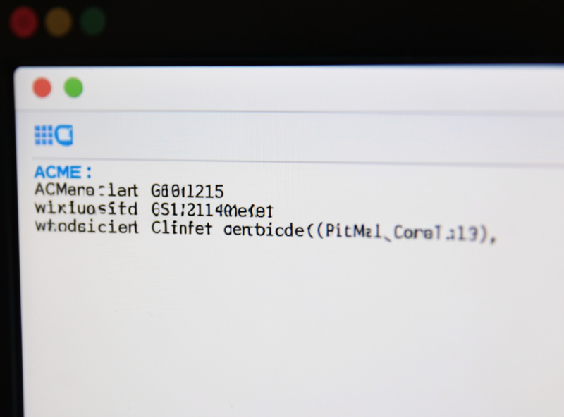 Close-up terminal window showing an ACME client output line for a wildcard certificate