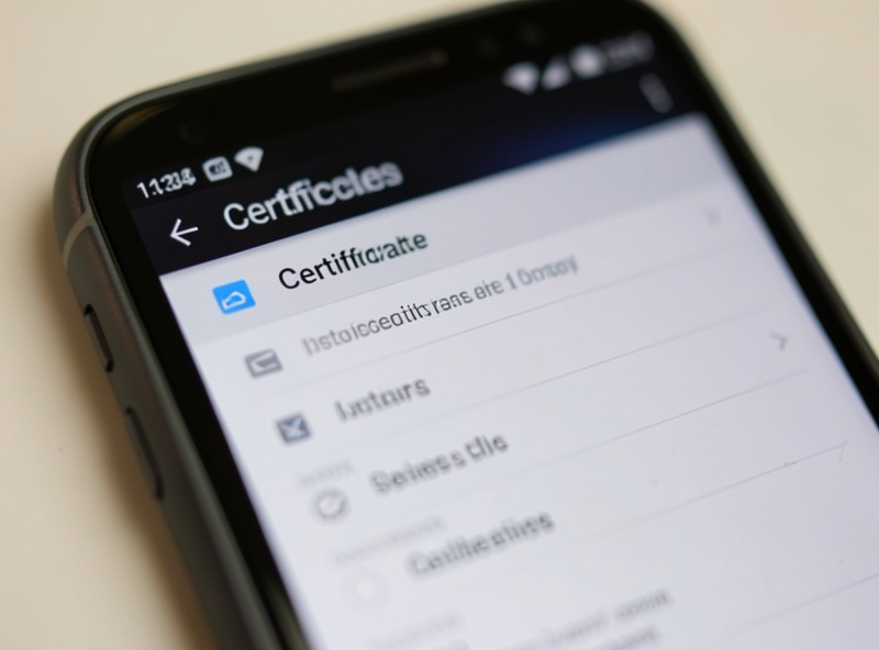 Close-up of an Android phone settings screen for installing a certificate
