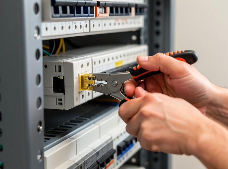 Terminating an ethernet keystone jack at a patch panel in a home network rack